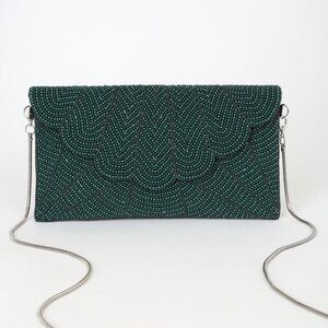 Lulus Junipero Emerald Green Beaded Clutch - Size One Size